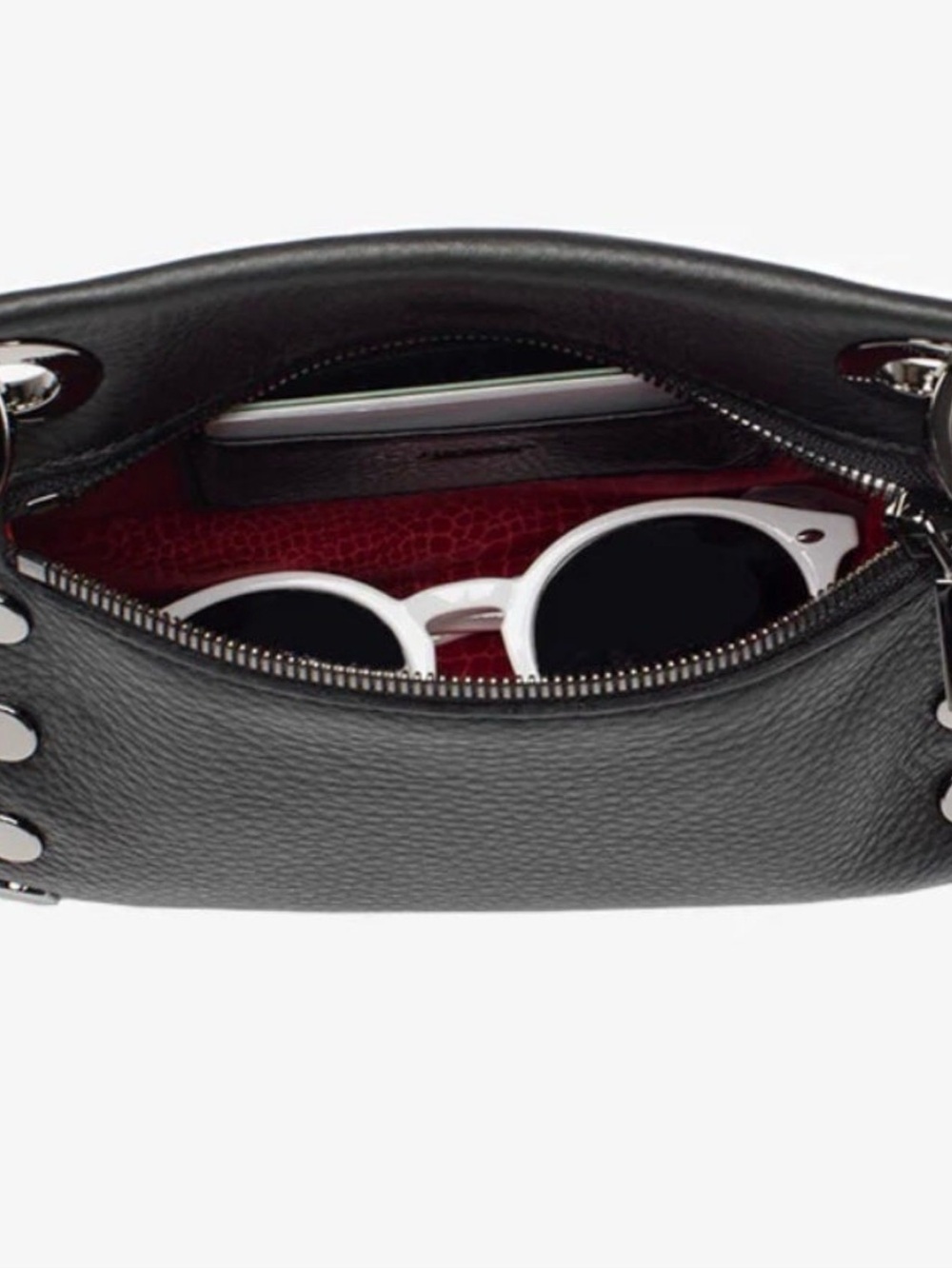 Hammitt Leather Tony Small Crossbody Shoulder Bag Black Silver Retail $325 - Picture 12 of 13